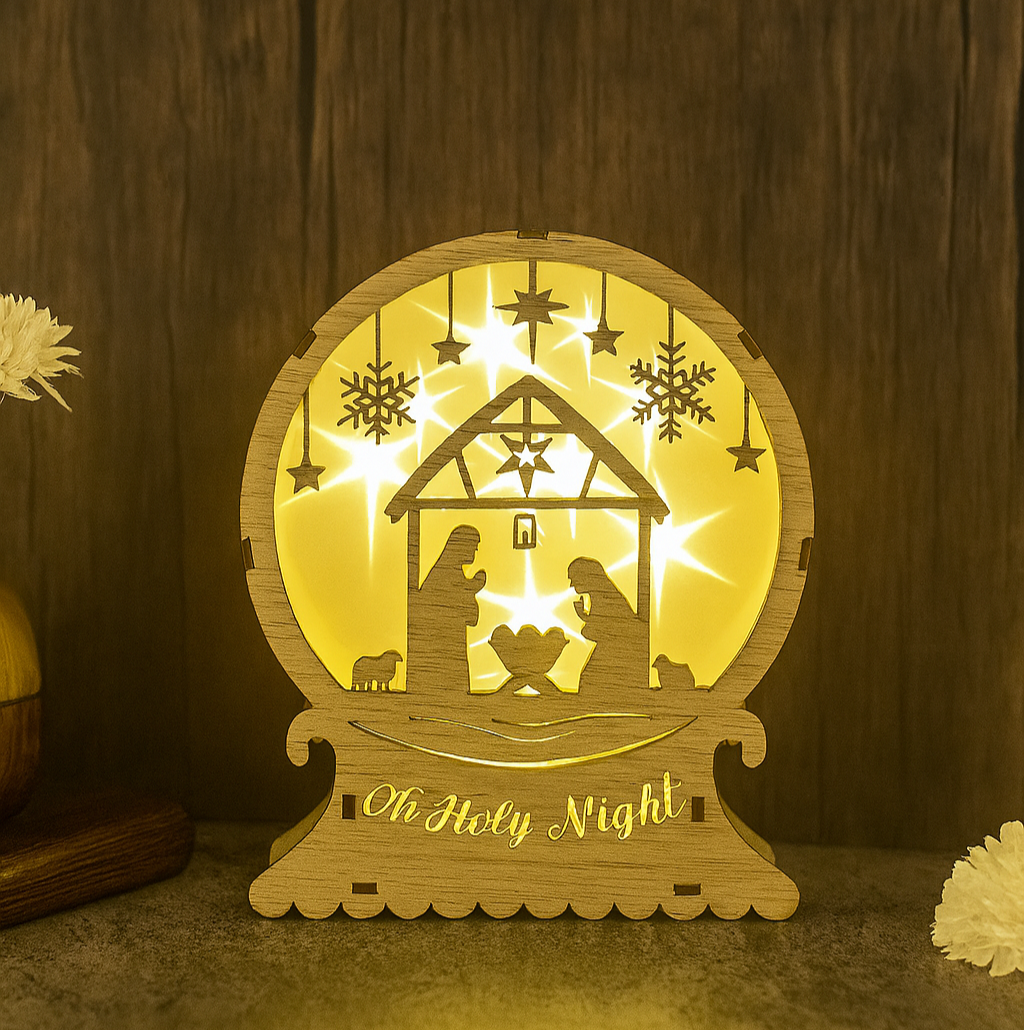 Christian Christmas Home Decoration, Ideas For Christmas Decor, LED Wooden Nativity Scene, Figurine Set for Christmas Decor, Nativity Decoration For Shelf DCLAF22